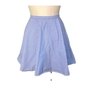 J Crew Skirt Zip Women Juniors 0 Circle Pocket Blue White Striped Mini Lined EUC